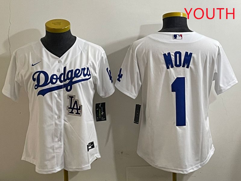 Youth Los Angeles Dodgers 1 Mom White Game 2025 Nike MLB Jersey style 8